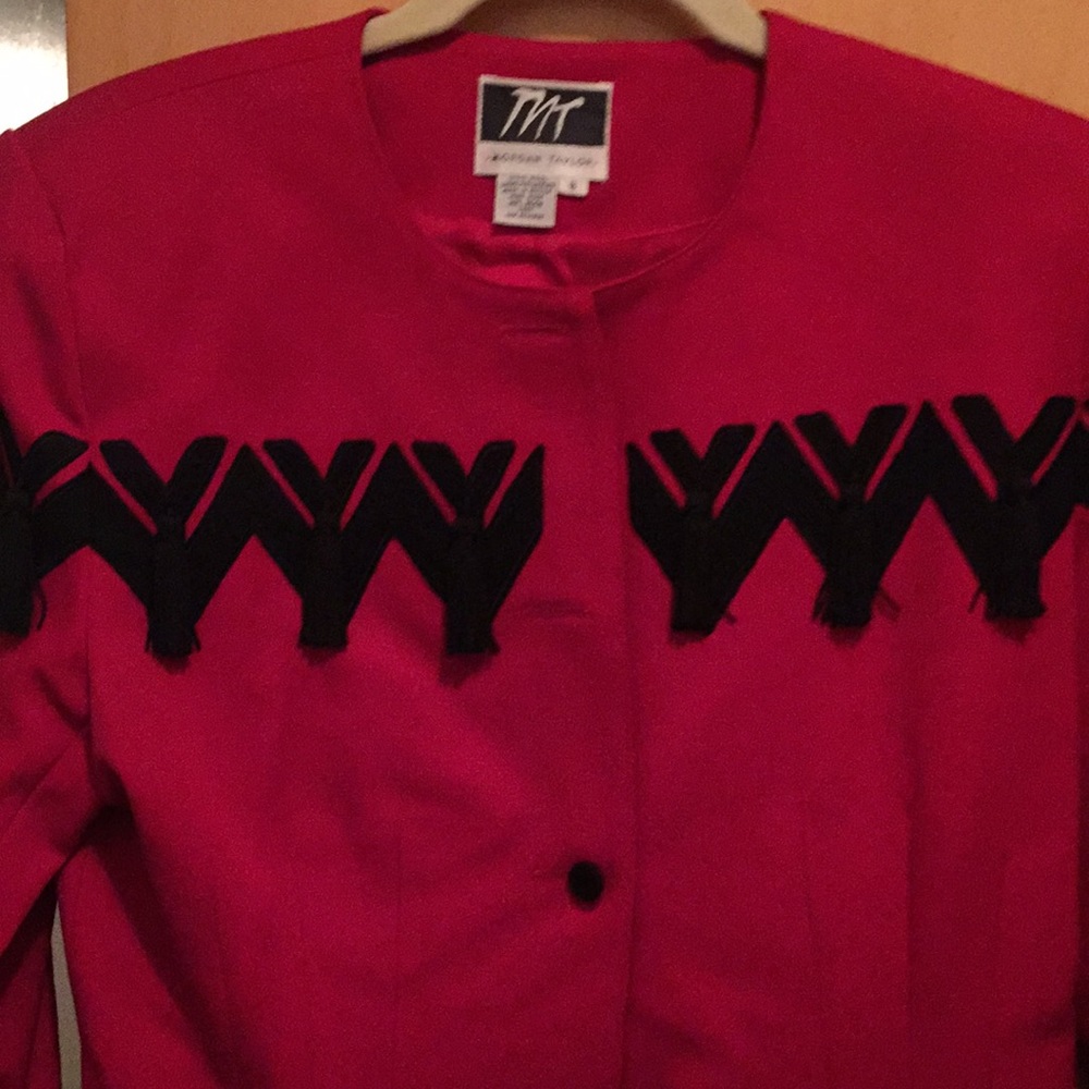 Red jacket with detailed trim